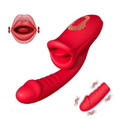 Tongue Rose Sex Toy Realistic Dildo Vibrators, 3 in 1 G Spot Vibrator for Women, Clitoral Vibrator with 10 Vibrations 10 Tongue Licking Nipple Clit Stimulator Adult Sex Toys for Women Couple